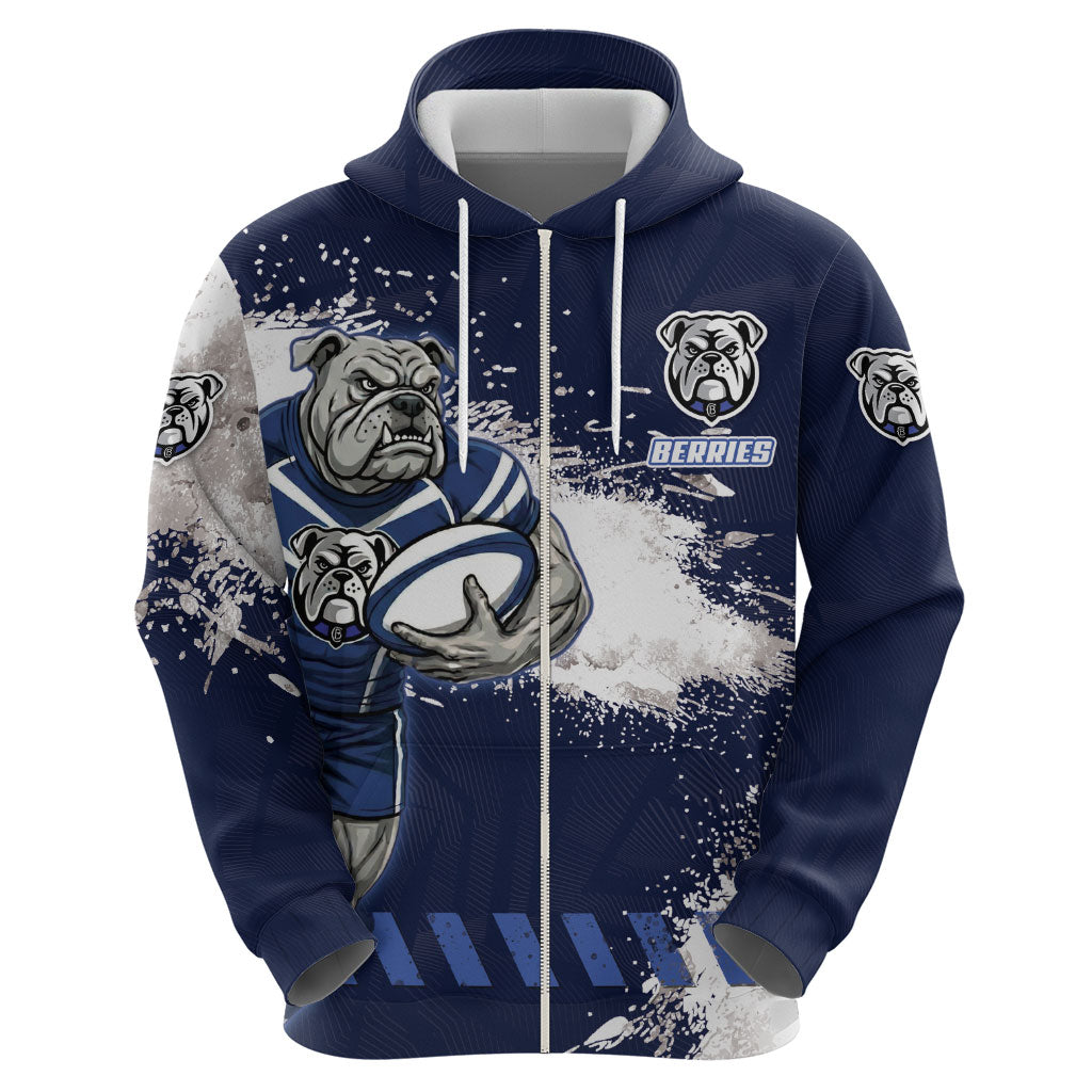 Personalised Canterbury-Bankstown Bulldogs Rugby Hoodie Berries Mascot - Sporty Splash Art Style