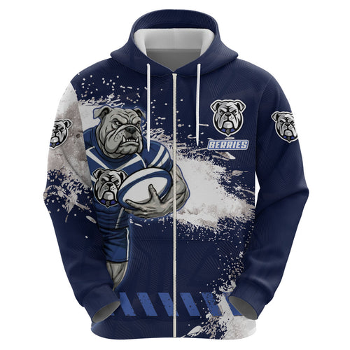 Personalised Canterbury-Bankstown Bulldogs Rugby Hoodie Berries Mascot - Sporty Splash Art Style