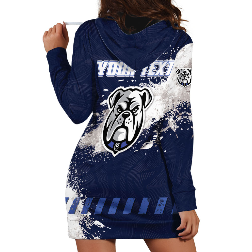 Personalised Canterbury-Bankstown Bulldogs Rugby Hoodie Dress Berries Mascot - Sporty Splash Art Style