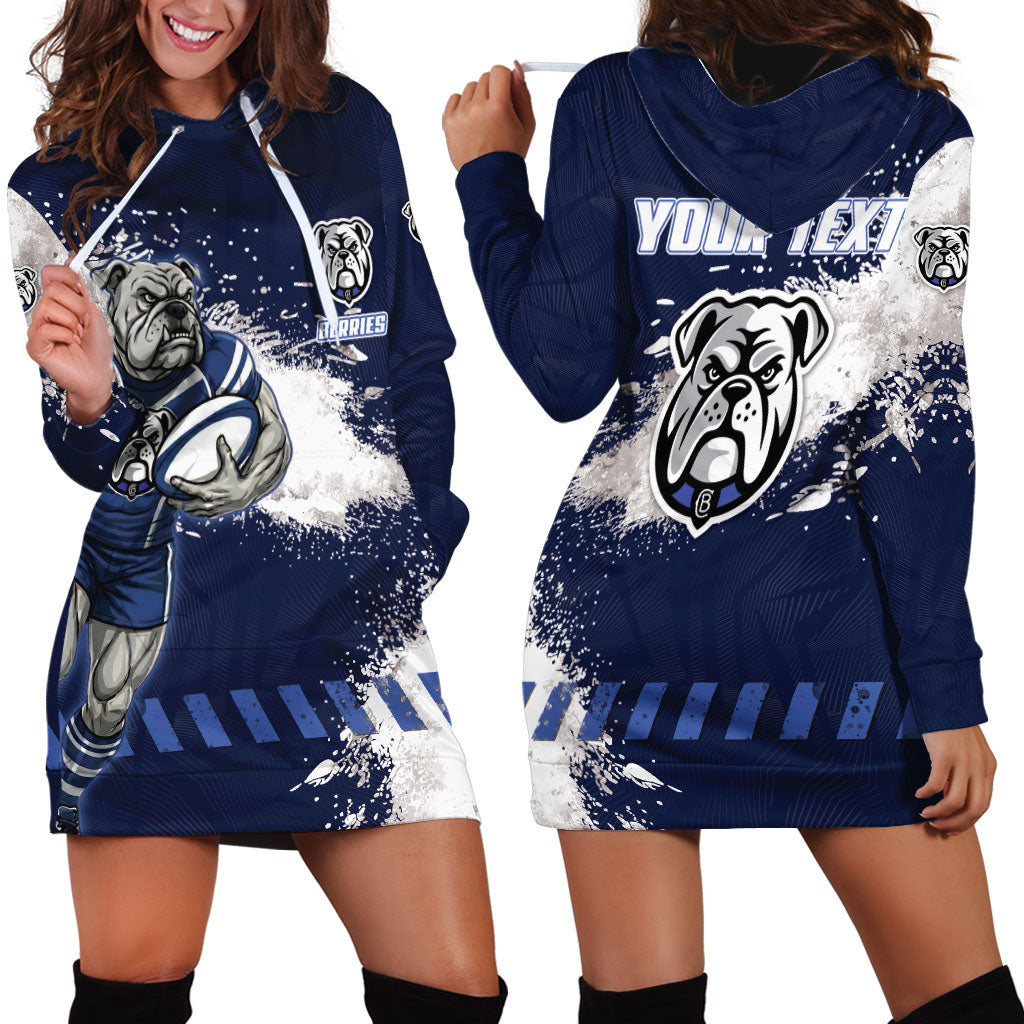Personalised Canterbury-Bankstown Bulldogs Rugby Hoodie Dress Berries Mascot - Sporty Splash Art Style