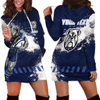 Personalised Canterbury-Bankstown Bulldogs Rugby Hoodie Dress Berries Mascot - Sporty Splash Art Style
