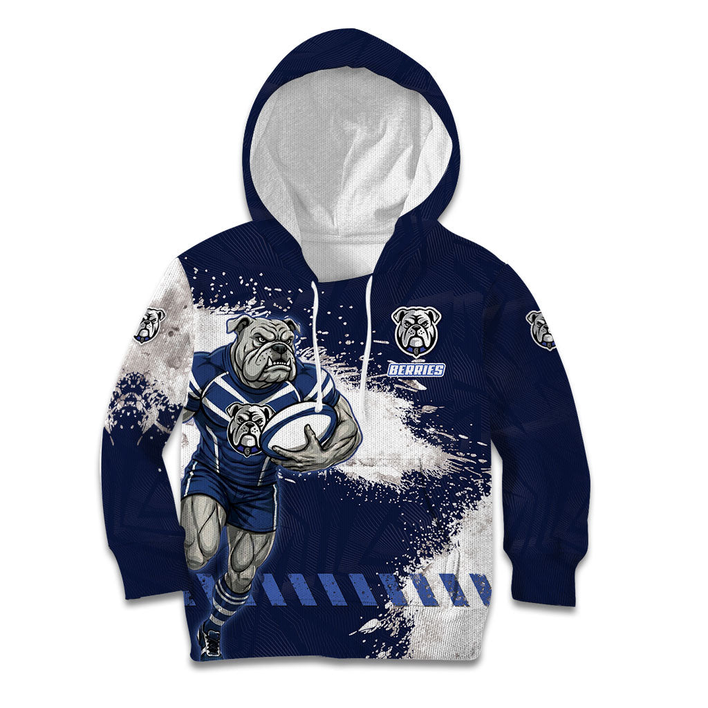 Personalised Canterbury-Bankstown Bulldogs Rugby Kid Hoodie Berries Mascot - Sporty Splash Art Style