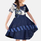 Personalised Canterbury-Bankstown Bulldogs Rugby Kid Short Sleeve Dress Berries Mascot - Sporty Splash Art Style