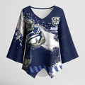 Personalised Canterbury-Bankstown Bulldogs Rugby Kimono Sleeve Blouse Berries Mascot - Sporty Splash Art Style