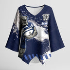 Personalised Canterbury-Bankstown Bulldogs Rugby Kimono Sleeve Blouse Berries Mascot - Sporty Splash Art Style