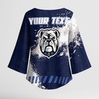 Personalised Canterbury-Bankstown Bulldogs Rugby Kimono Sleeve Blouse Berries Mascot - Sporty Splash Art Style