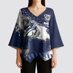 Personalised Canterbury-Bankstown Bulldogs Rugby Kimono Sleeve Blouse Berries Mascot - Sporty Splash Art Style