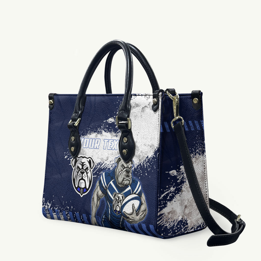 Personalised Canterbury-Bankstown Bulldogs Rugby Leather Bag Berries Mascot - Sporty Splash Art Style