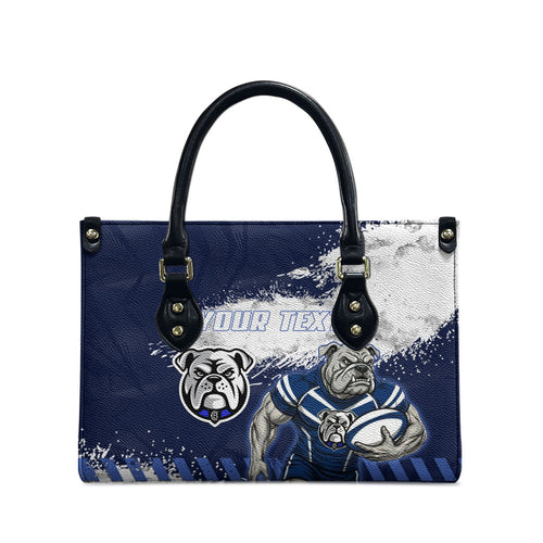 Personalised Canterbury-Bankstown Bulldogs Rugby Leather Bag Berries Mascot - Sporty Splash Art Style