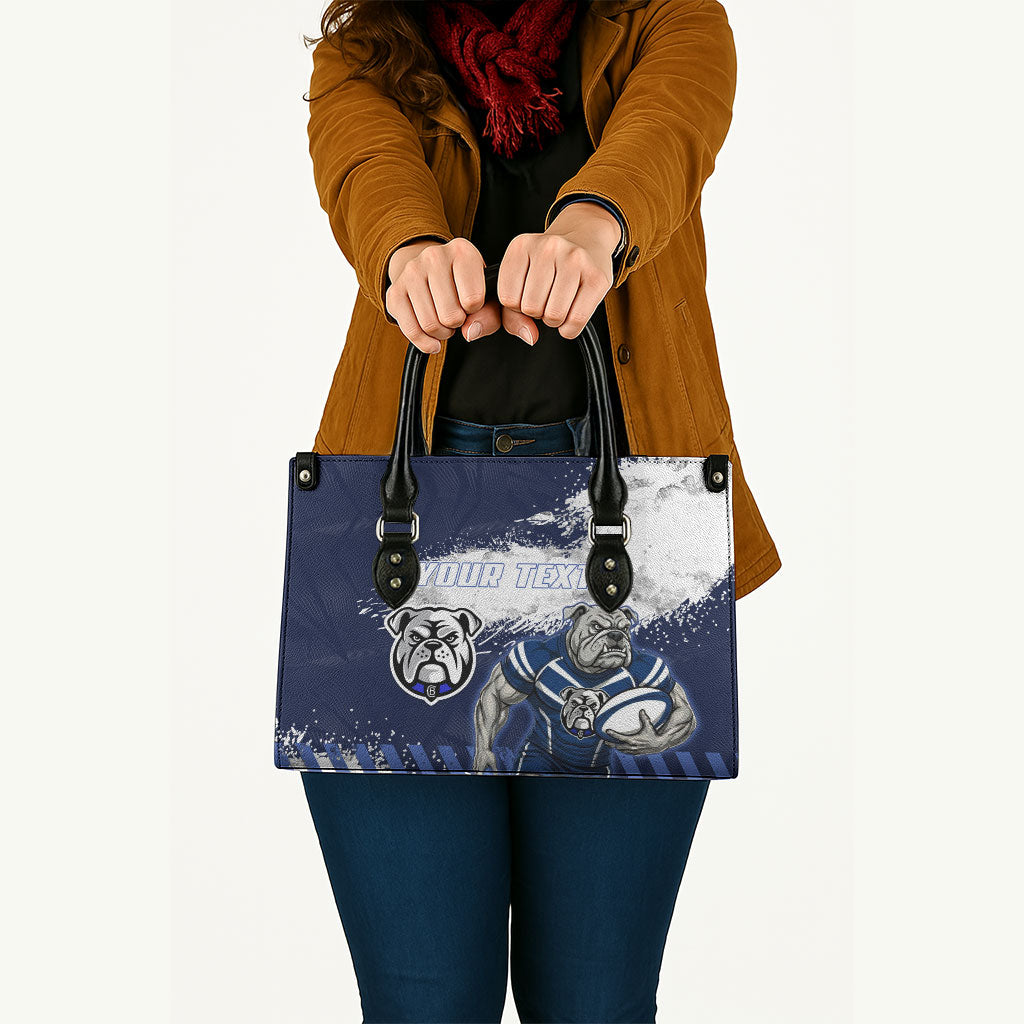 Personalised Canterbury-Bankstown Bulldogs Rugby Leather Bag Berries Mascot - Sporty Splash Art Style