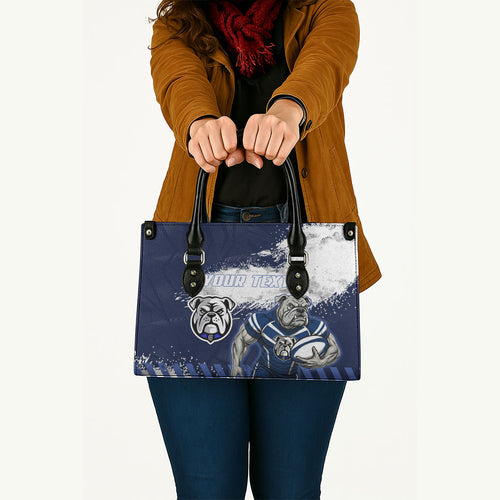 Personalised Canterbury-Bankstown Bulldogs Rugby Leather Bag Berries Mascot - Sporty Splash Art Style
