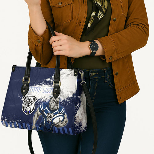 Personalised Canterbury-Bankstown Bulldogs Rugby Leather Bag Berries Mascot - Sporty Splash Art Style