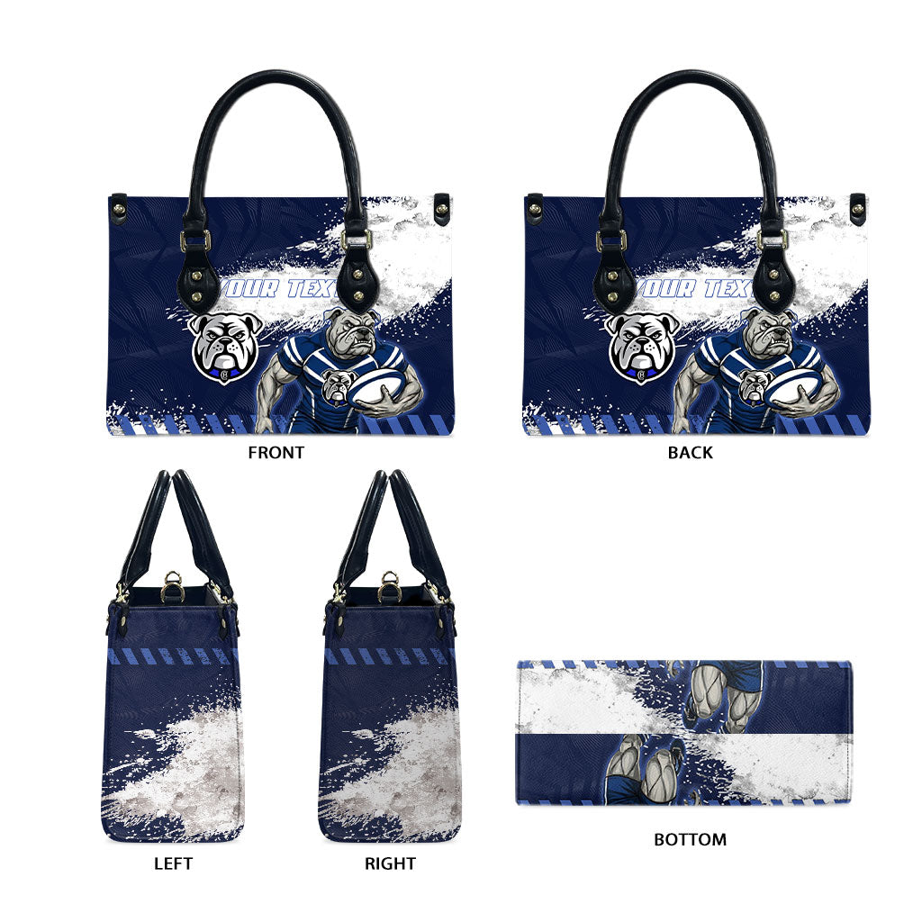Personalised Canterbury-Bankstown Bulldogs Rugby Leather Bag Berries Mascot - Sporty Splash Art Style