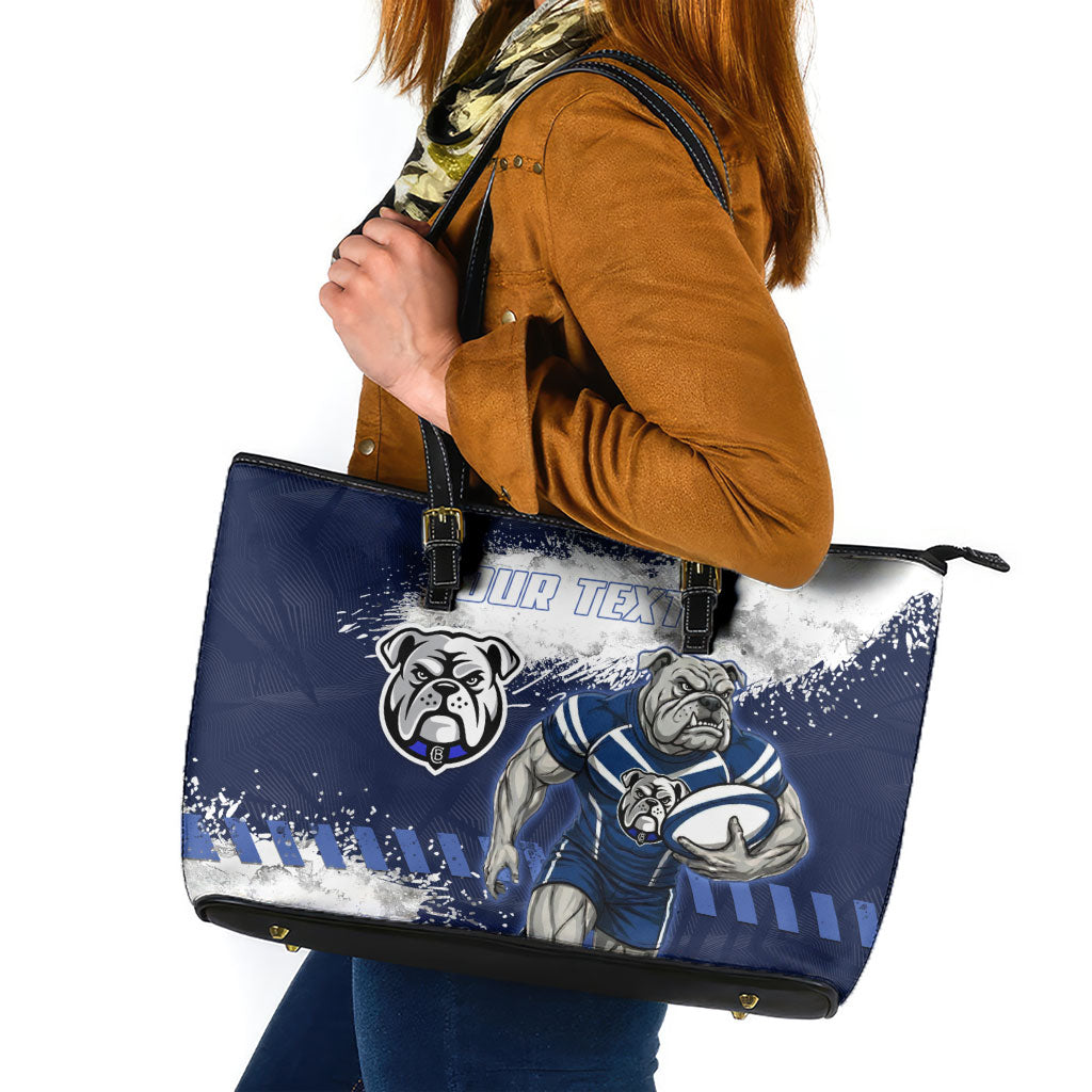 Personalised Canterbury-Bankstown Bulldogs Rugby Leather Tote Bag Berries Mascot - Sporty Splash Art Style