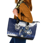 Personalised Canterbury-Bankstown Bulldogs Rugby Leather Tote Bag Berries Mascot - Sporty Splash Art Style