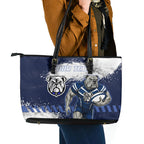 Personalised Canterbury-Bankstown Bulldogs Rugby Leather Tote Bag Berries Mascot - Sporty Splash Art Style