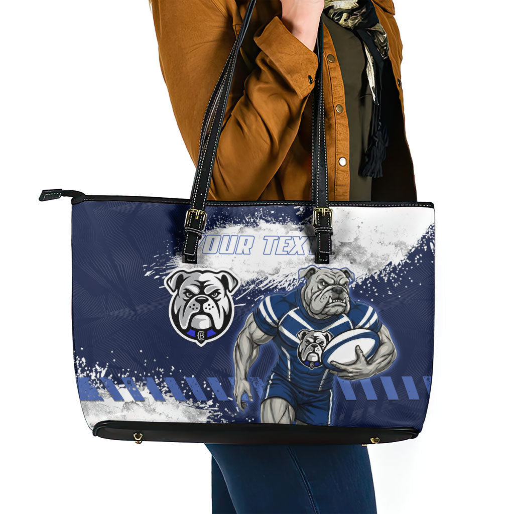 Personalised Canterbury-Bankstown Bulldogs Rugby Leather Tote Bag Berries Mascot - Sporty Splash Art Style
