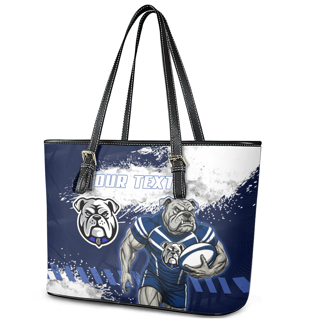 Personalised Canterbury-Bankstown Bulldogs Rugby Leather Tote Bag Berries Mascot - Sporty Splash Art Style