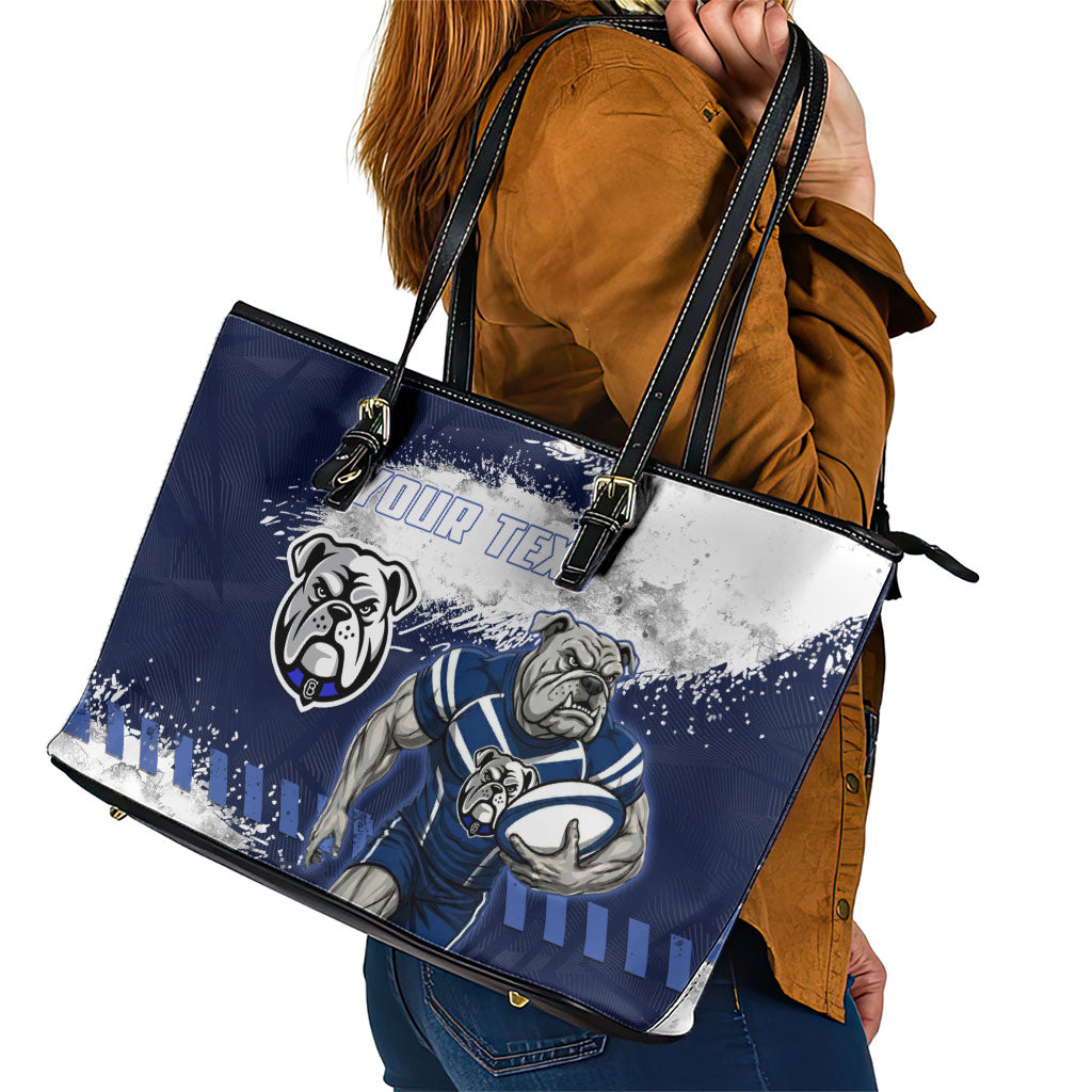 Personalised Canterbury-Bankstown Bulldogs Rugby Leather Tote Bag Berries Mascot - Sporty Splash Art Style