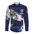 Personalised Canterbury-Bankstown Bulldogs Rugby Long Sleeve Button Shirt Berries Mascot - Sporty Splash Art Style