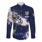 Personalised Canterbury-Bankstown Bulldogs Rugby Long Sleeve Button Shirt Berries Mascot - Sporty Splash Art Style