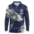 Personalised Canterbury-Bankstown Bulldogs Rugby Long Sleeve Polo Shirt Berries Mascot - Sporty Splash Art Style