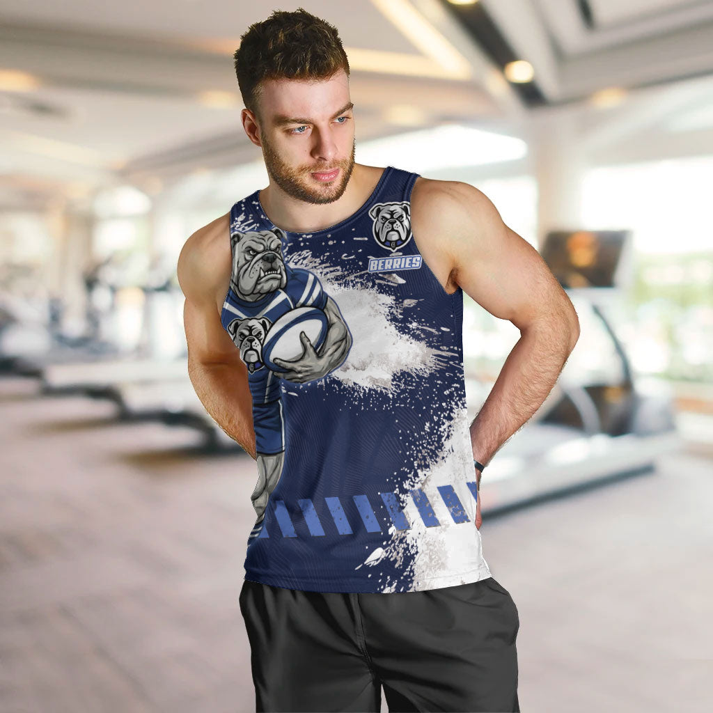 Personalised Canterbury-Bankstown Bulldogs Rugby Men Tank Top Berries Mascot - Sporty Splash Art Style