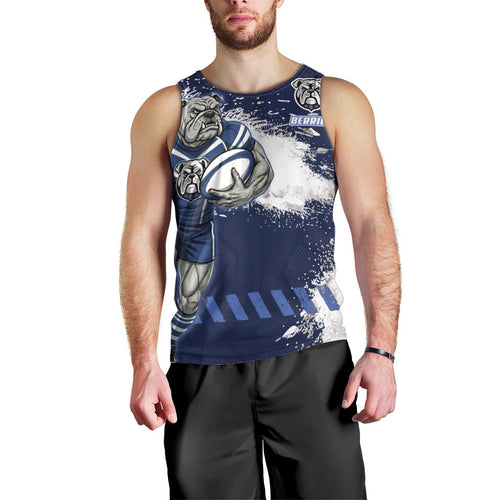 Personalised Canterbury-Bankstown Bulldogs Rugby Men Tank Top Berries Mascot - Sporty Splash Art Style