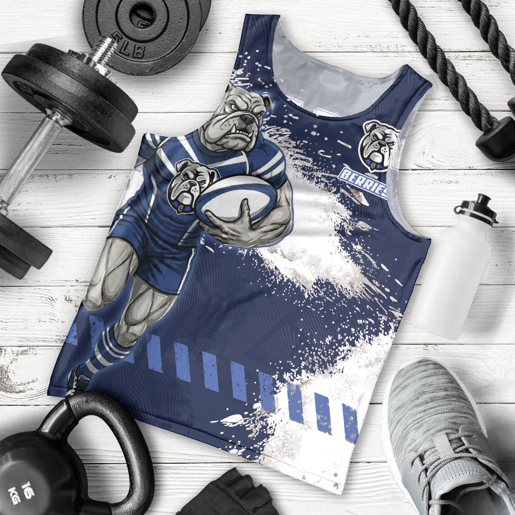 Personalised Canterbury-Bankstown Bulldogs Rugby Men Tank Top Berries Mascot - Sporty Splash Art Style