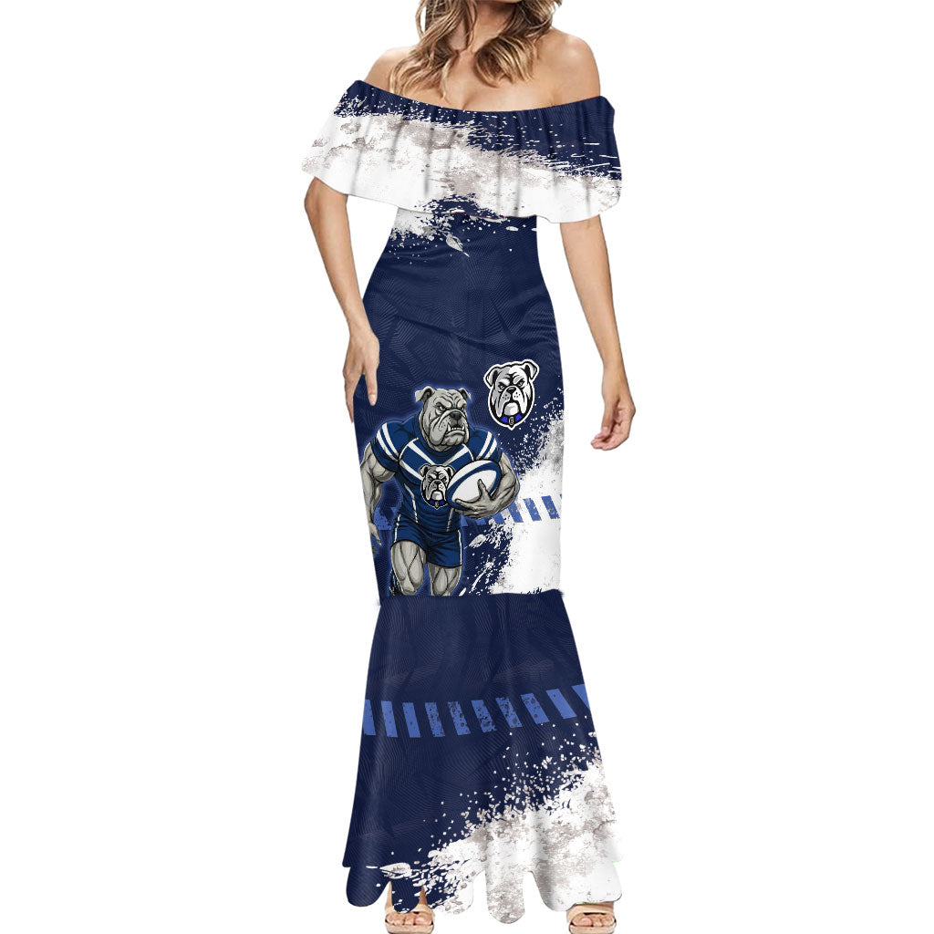 Personalised Canterbury-Bankstown Bulldogs Rugby Mermaid Dress Berries Mascot - Sporty Splash Art Style