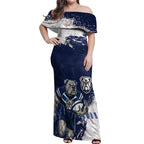 Personalised Canterbury-Bankstown Bulldogs Rugby Off Shoulder Maxi Dress Berries Mascot - Sporty Splash Art Style