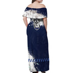 Personalised Canterbury-Bankstown Bulldogs Rugby Off Shoulder Maxi Dress Berries Mascot - Sporty Splash Art Style