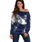 Personalised Canterbury-Bankstown Bulldogs Rugby Off Shoulder Sweater Berries Mascot - Sporty Splash Art Style
