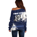 Personalised Canterbury-Bankstown Bulldogs Rugby Off Shoulder Sweater Berries Mascot - Sporty Splash Art Style