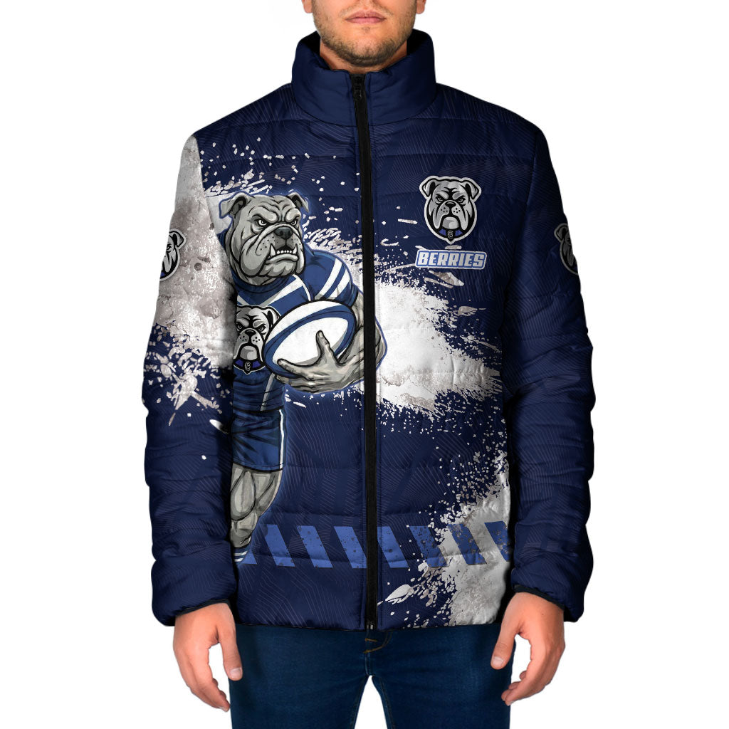 Personalised Canterbury-Bankstown Bulldogs Rugby Padded Jacket Berries Mascot - Sporty Splash Art Style