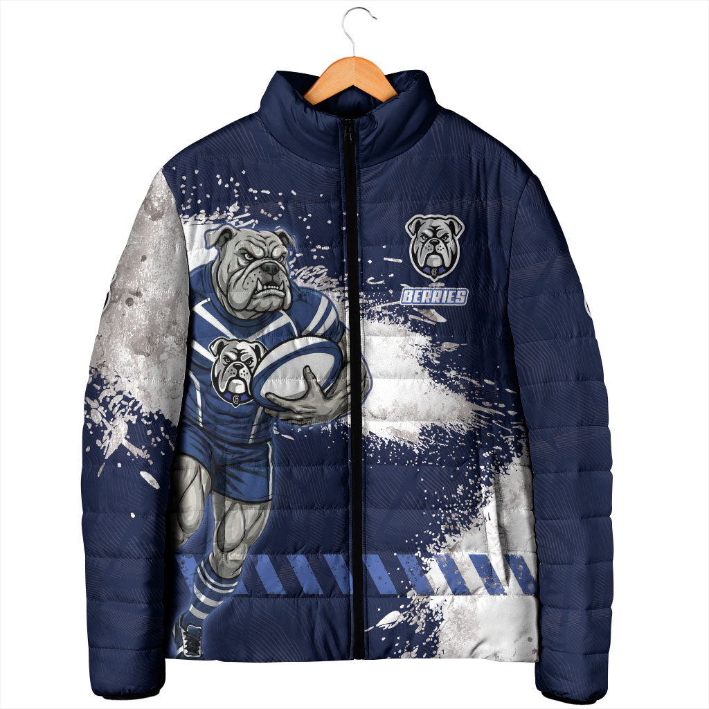 Personalised Canterbury-Bankstown Bulldogs Rugby Padded Jacket Berries Mascot - Sporty Splash Art Style