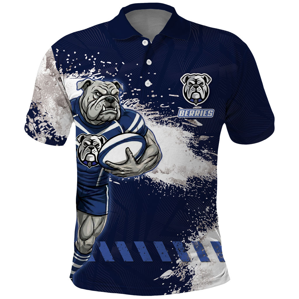 Personalised Canterbury-Bankstown Bulldogs Rugby Polo Shirt Berries Mascot - Sporty Splash Art Style