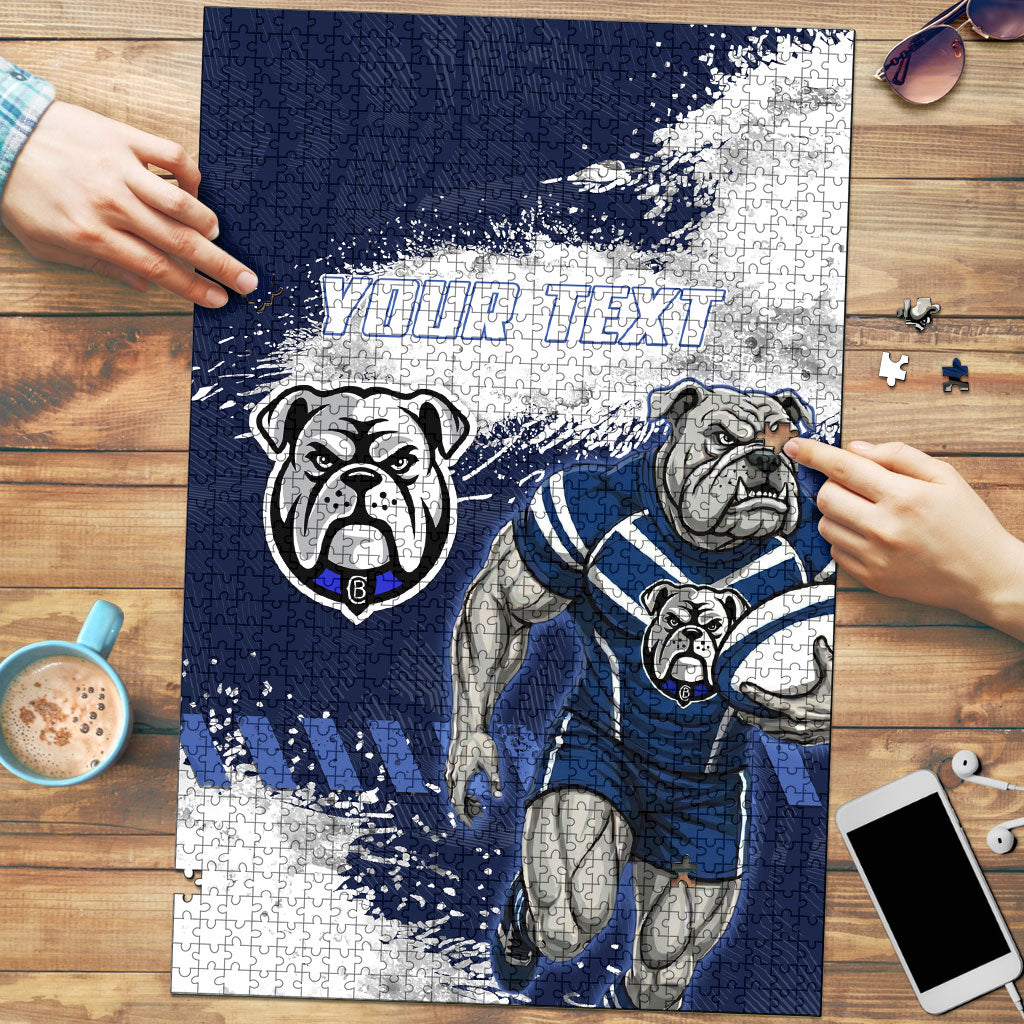 Personalised Canterbury-Bankstown Bulldogs Rugby Puzzle Berries Mascot - Sporty Splash Art Style