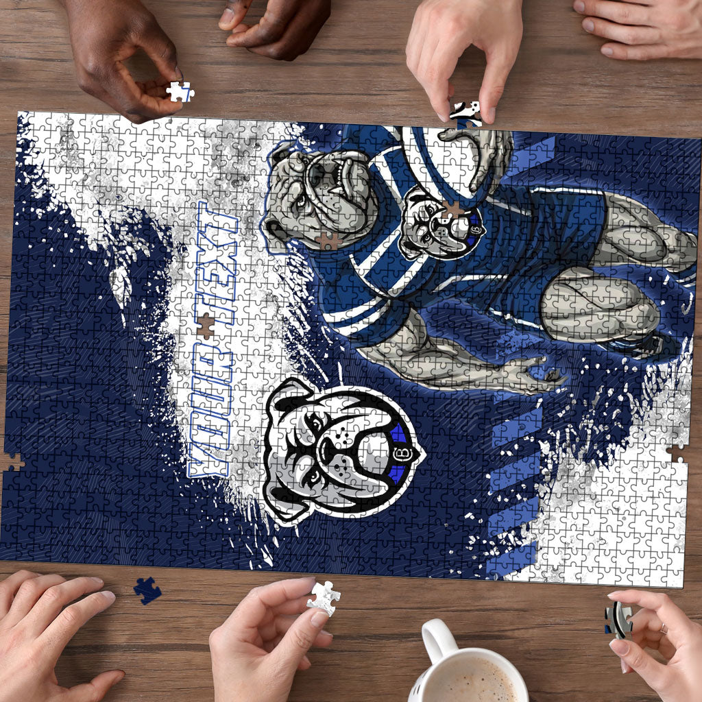 Personalised Canterbury-Bankstown Bulldogs Rugby Puzzle Berries Mascot - Sporty Splash Art Style