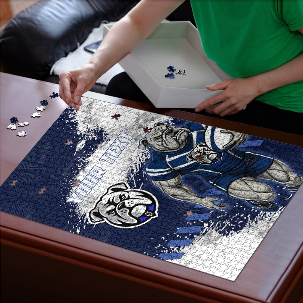 Personalised Canterbury-Bankstown Bulldogs Rugby Puzzle Berries Mascot - Sporty Splash Art Style
