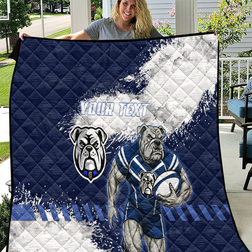 Personalised Canterbury-Bankstown Bulldogs Rugby Quilt Berries Mascot - Sporty Splash Art Style