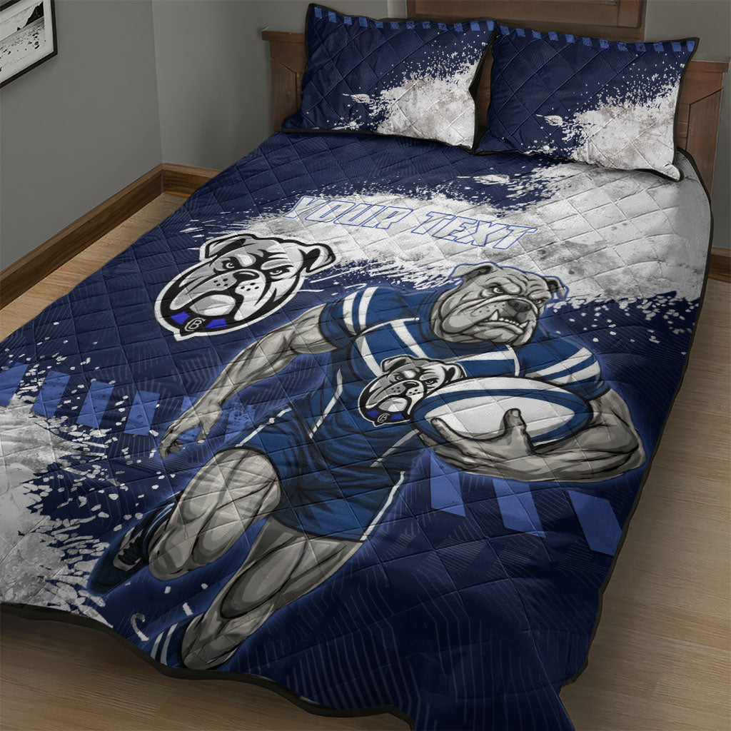 Personalised Canterbury-Bankstown Bulldogs Rugby Quilt Bed Set Berries Mascot - Sporty Splash Art Style