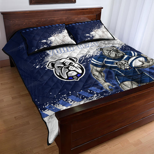 Personalised Canterbury-Bankstown Bulldogs Rugby Quilt Bed Set Berries Mascot - Sporty Splash Art Style