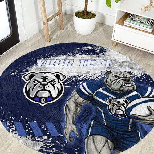 Personalised Canterbury-Bankstown Bulldogs Rugby Round Carpet Berries Mascot - Sporty Splash Art Style