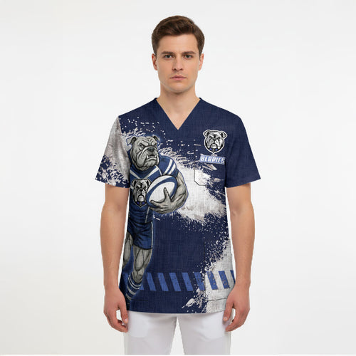 Personalised Canterbury-Bankstown Bulldogs Rugby Scrub Top Berries Mascot - Sporty Splash Art Style