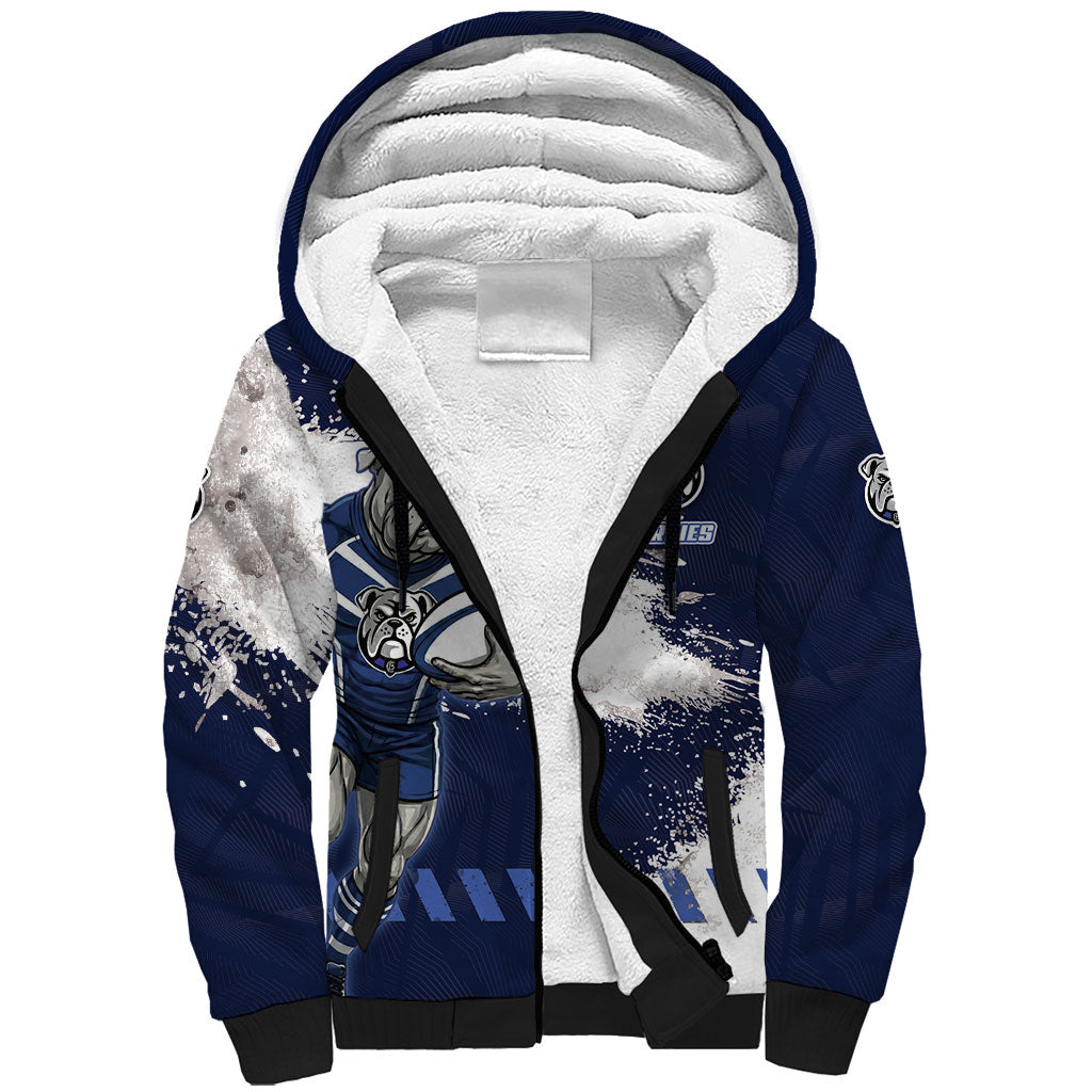Personalised Canterbury-Bankstown Bulldogs Rugby Sherpa Hoodie Berries Mascot - Sporty Splash Art Style