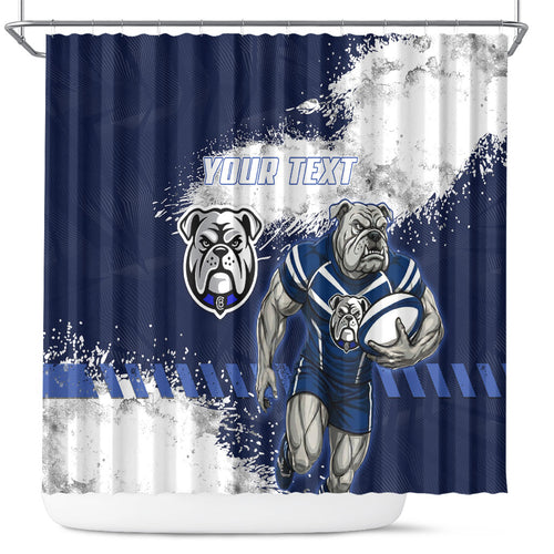 Personalised Canterbury-Bankstown Bulldogs Rugby Shower Curtain Berries Mascot - Sporty Splash Art Style
