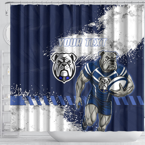 Personalised Canterbury-Bankstown Bulldogs Rugby Shower Curtain Berries Mascot - Sporty Splash Art Style