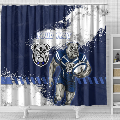 Personalised Canterbury-Bankstown Bulldogs Rugby Shower Curtain Berries Mascot - Sporty Splash Art Style