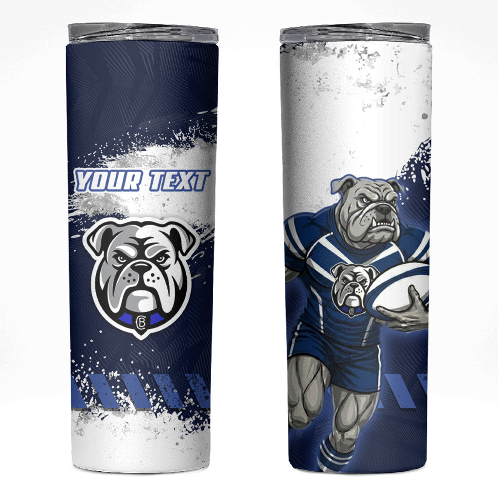 Personalised Canterbury-Bankstown Bulldogs Rugby Skinny Tumbler Berries Mascot - Sporty Splash Art Style